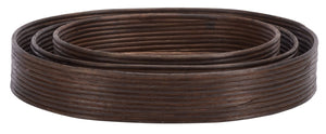 Safavieh Shayley Woven Rattan Tray Baskets Set of 3 Nested Organizers for Bohemian Coastal Decor STG1818A