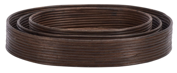Safavieh Shayley Woven Rattan Tray Baskets Set of 3 Nested Organizers for Bohemian Coastal Decor STG1818A