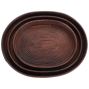 Safavieh Shayley Woven Rattan Tray Baskets Set of 3 Nested Organizers for Bohemian Coastal Decor STG1818A