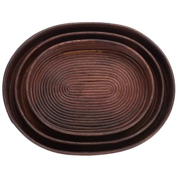Safavieh Shayley Woven Rattan Tray Baskets Set of 3 Nested Organizers for Bohemian Coastal Decor STG1818A