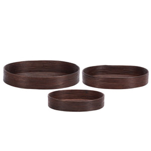 Safavieh Shayley Woven Rattan Tray Baskets Set of 3 Nested Organizers for Bohemian Coastal Decor STG1818A