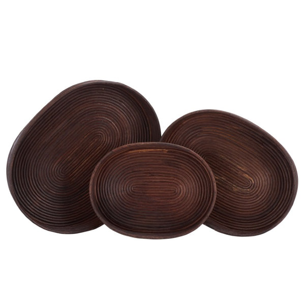 Safavieh Shayley Woven Rattan Tray Baskets Set of 3 Nested Organizers for Bohemian Coastal Decor STG1818A