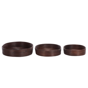 Safavieh Shayley Woven Rattan Tray Baskets Set of 3 Nested Organizers for Bohemian Coastal Decor STG1818A