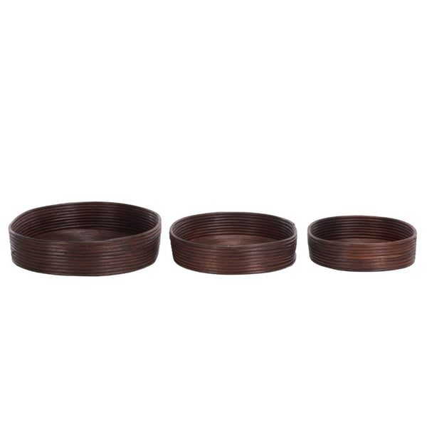Safavieh Shayley Woven Rattan Tray Baskets Set of 3 Nested Organizers for Bohemian Coastal Decor STG1818A