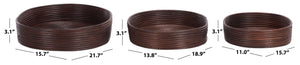 Safavieh Shayley Woven Rattan Tray Baskets Set of 3 Nested Organizers for Bohemian Coastal Decor STG1818A