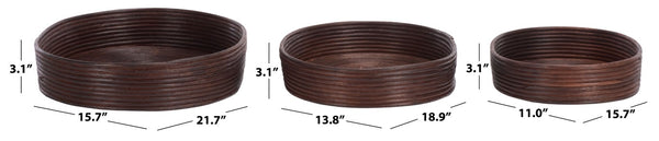 Safavieh Shayley Woven Rattan Tray Baskets Set of 3 Nested Organizers for Bohemian Coastal Decor STG1818A