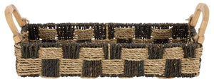 Safavieh Quinley Seagrass Woven Storage Basket Earthy Two Tone Boho Organizer for Shelves STG1820A