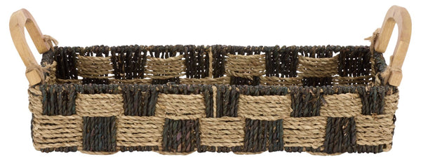 Safavieh Quinley Seagrass Woven Storage Basket Earthy Two Tone Boho Organizer for Shelves STG1820A
