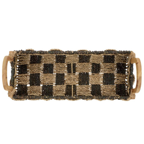 Safavieh Quinley Seagrass Woven Storage Basket Earthy Two Tone Boho Organizer for Shelves STG1820A