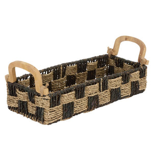 Safavieh Quinley Seagrass Woven Storage Basket Earthy Two Tone Boho Organizer for Shelves STG1820A