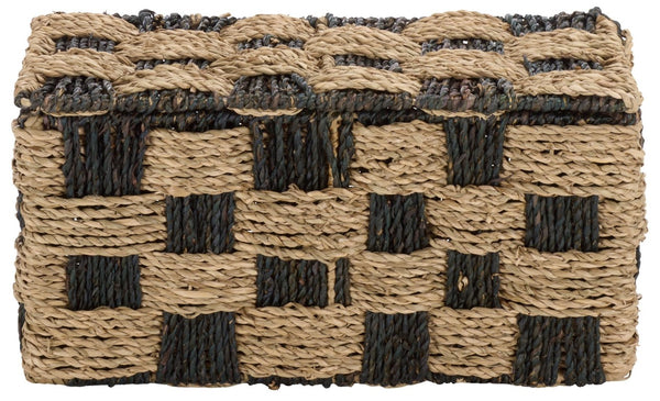 Safavieh Kirstel Seagrass Woven Square Storage Basket Earthy Two Tone Coastal Boho Decor STG1822A