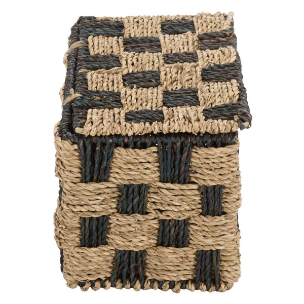 Safavieh Kirstel Seagrass Woven Square Storage Basket Earthy Two Tone Coastal Boho Decor STG1822A