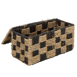 Safavieh Kirstel Seagrass Woven Square Storage Basket Earthy Two Tone Coastal Boho Decor STG1822A