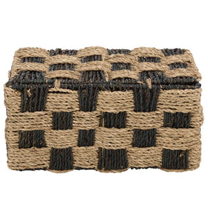 Safavieh Kirstel Seagrass Woven Square Storage Basket Earthy Two Tone Coastal Boho Decor STG1822A