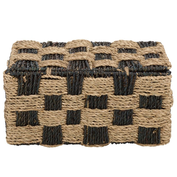 Safavieh Kirstel Seagrass Woven Square Storage Basket Earthy Two Tone Coastal Boho Decor STG1822A