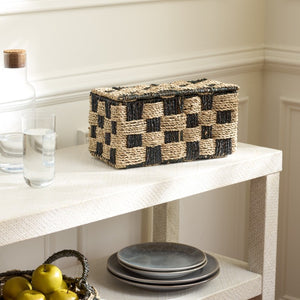 Safavieh Kirstel Seagrass Woven Square Storage Basket Earthy Two Tone Coastal Boho Decor STG1822A