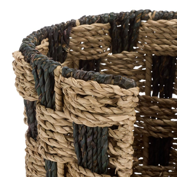 Safavieh Geanna Woven Seagrass Storage Basket Tall Narrow Metal Frame Earthy Organic Accent STG1823A