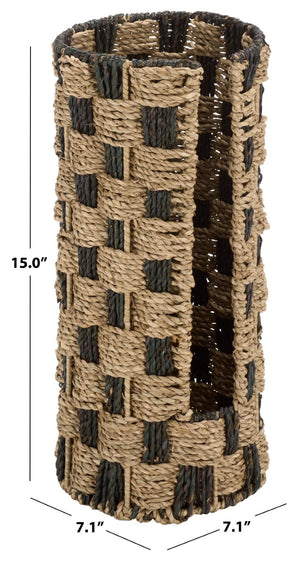 Safavieh Geanna Woven Seagrass Storage Basket Tall Narrow Metal Frame Earthy Organic Accent STG1823A
