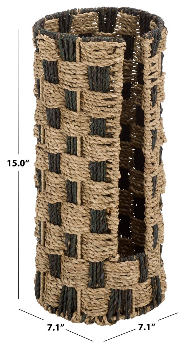 Safavieh Geanna Woven Seagrass Storage Basket Tall Narrow Metal Frame Earthy Organic Accent STG1823A