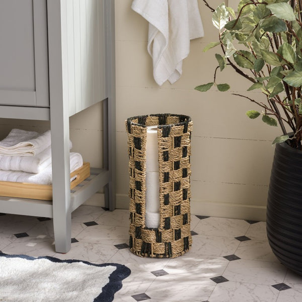 Safavieh Geanna Woven Seagrass Storage Basket Tall Narrow Metal Frame Earthy Organic Accent STG1823A