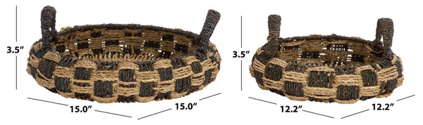 Safavieh Patro Seagrass Woven Square Storage Baskets Set of Two for Shelves and Home Decor STG1825A-SET2