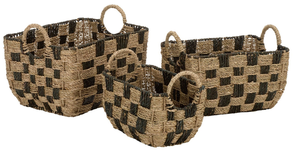 Safavieh Fillip Handwoven Seagrass Storage Baskets Set of 3 Graduated Sizes for Organized Living STG1826A-SET3