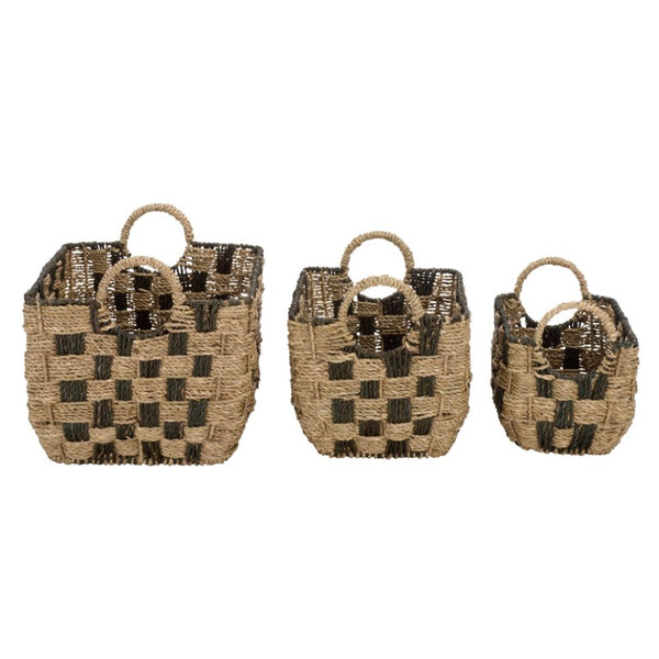 Safavieh Fillip Handwoven Seagrass Storage Baskets Set of 3 Graduated Sizes for Organized Living STG1826A-SET3