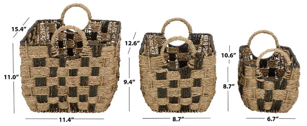 Safavieh Fillip Handwoven Seagrass Storage Baskets Set of 3 Graduated Sizes for Organized Living STG1826A-SET3
