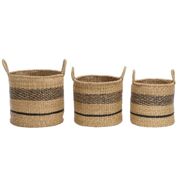 Safavieh Beris Seagrass Woven Nesting Basket Trio Handcrafted Square Storage for Any Room STG1827A-SET3