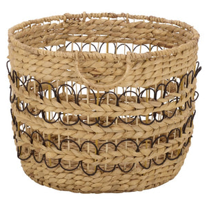 Safavieh Pitof Square Natural Fiber Storage Baskets Set of 3 with Black Trim for Any Room STG1828A-SET3
