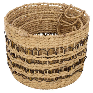 Safavieh Pitof Square Natural Fiber Storage Baskets Set of 3 with Black Trim for Any Room STG1828A-SET3