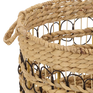 Safavieh Pitof Square Natural Fiber Storage Baskets Set of 3 with Black Trim for Any Room STG1828A-SET3