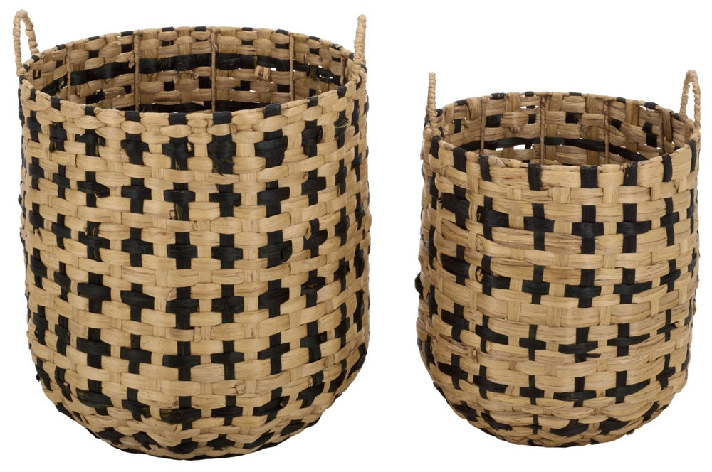 Safavieh Richy Handwoven Water Hyacinth Square Storage Baskets Bohemian Organizers Set of Two STG1829A-SET2