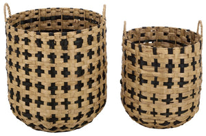 Safavieh Richy Handwoven Water Hyacinth Square Storage Baskets Bohemian Organizers Set of Two STG1829A-SET2