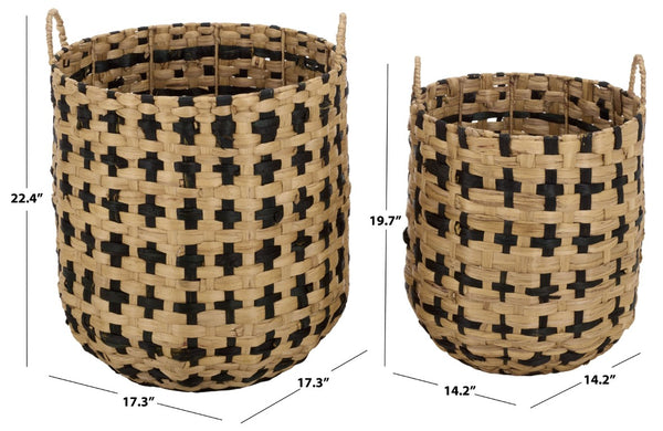 Safavieh Richy Handwoven Water Hyacinth Square Storage Baskets Bohemian Organizers Set of Two STG1829A-SET2