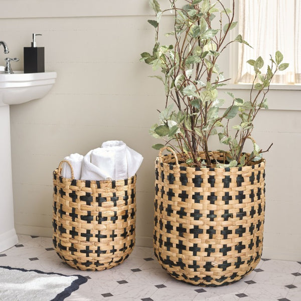 Safavieh Richy Handwoven Water Hyacinth Square Storage Baskets Bohemian Organizers Set of Two STG1829A-SET2