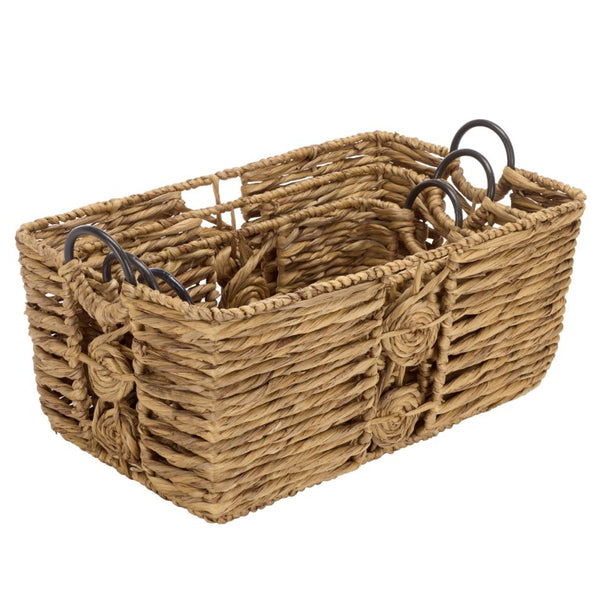 Safavieh Dirk Water Hyacinth Woven Basket Set of Three Nested Organizers for Farmhouse Decor STG1830A-SET3