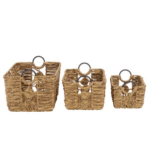 Safavieh Dirk Water Hyacinth Woven Basket Set of Three Nested Organizers for Farmhouse Decor STG1830A-SET3