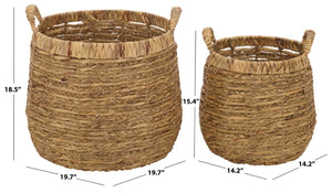 Safavieh Bucky Water Hyacinth Woven Storage Baskets Handcrafted Organic Texture Set of Two STG1832A-SET2