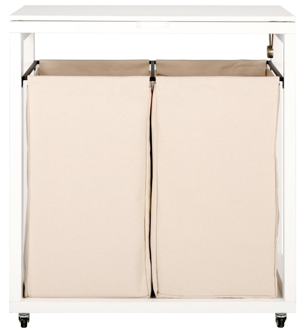 Safavieh Leanna Stylish Laundry Basket With Dual Compartments – Modern Mdf Frame & Removable Fabric Bag, Beige STG1900A