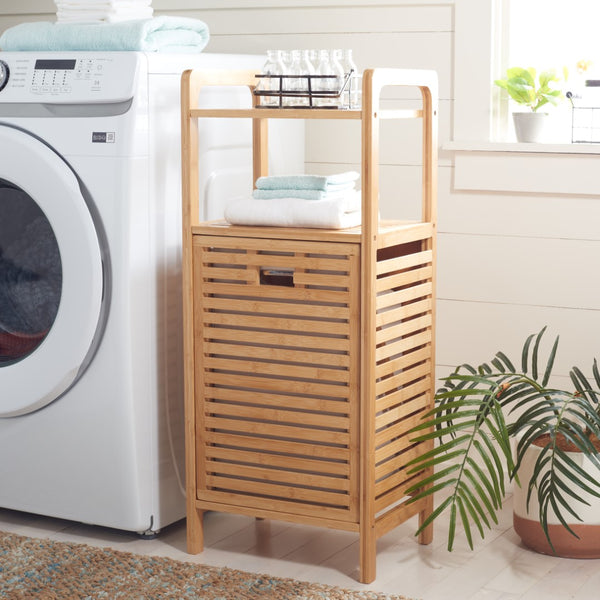 Safavieh Hallow Laundry Basket With Shelves Natural / Beige STG1903A