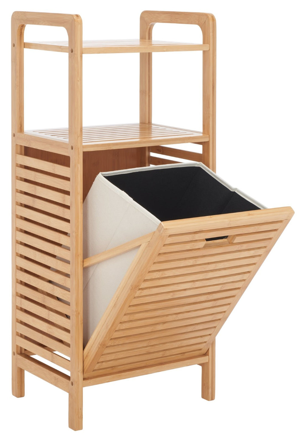 Safavieh Hallow Bamboo Laundry Basket With Removable Hamper & Shelves For Stylish Bathroom Organization STG1903A