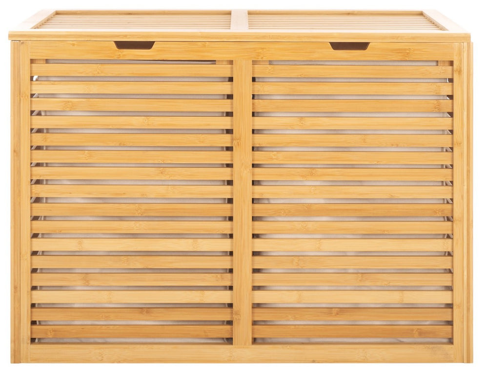 Safavieh Lahiri Elegant Bamboo Laundry Basket With 2 Compartments For Stylish Organization And Easy Sorting STG1904A