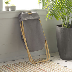 Quinne Laundry Basket - Stylish Bamboo Frame with Grey Linen Bag for Easy Organization & Storage
