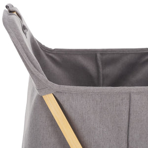 Quinne Laundry Basket - Stylish Bamboo Frame with Grey Linen Bag for Easy Organization & Storage