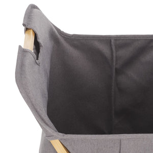 Quinne Laundry Basket - Stylish Bamboo Frame with Grey Linen Bag for Easy Organization & Storage