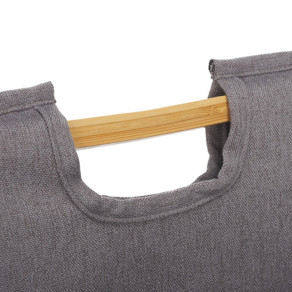 Quinne Laundry Basket - Stylish Bamboo Frame with Grey Linen Bag for Easy Organization & Storage