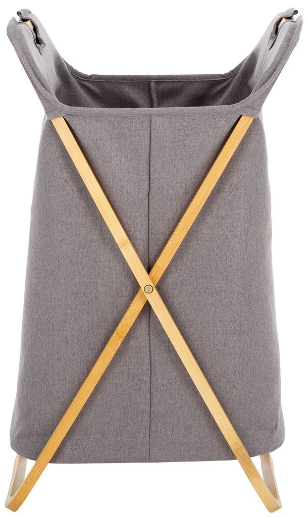 Quinne Laundry Basket - Stylish Bamboo Frame with Grey Linen Bag for Easy Organization & Storage