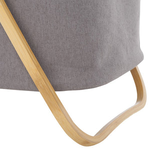 Quinne Laundry Basket - Stylish Bamboo Frame with Grey Linen Bag for Easy Organization & Storage