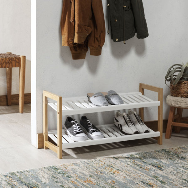 Safavieh Wylie Shoe Rack - Modern Bamboo Organizer With Ventilated Slatted Shelves For Stylish Entryway Storage STG1909A